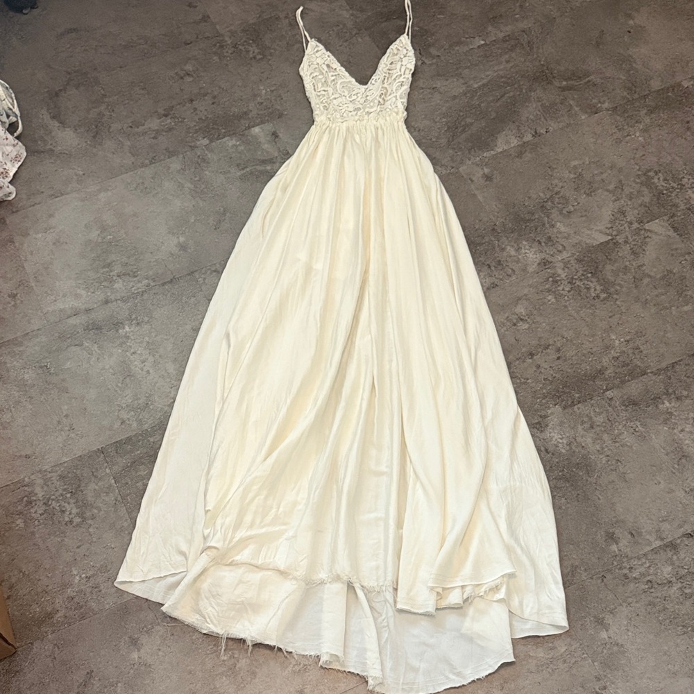 Olivaceous Ivory Backless Maxi Dress